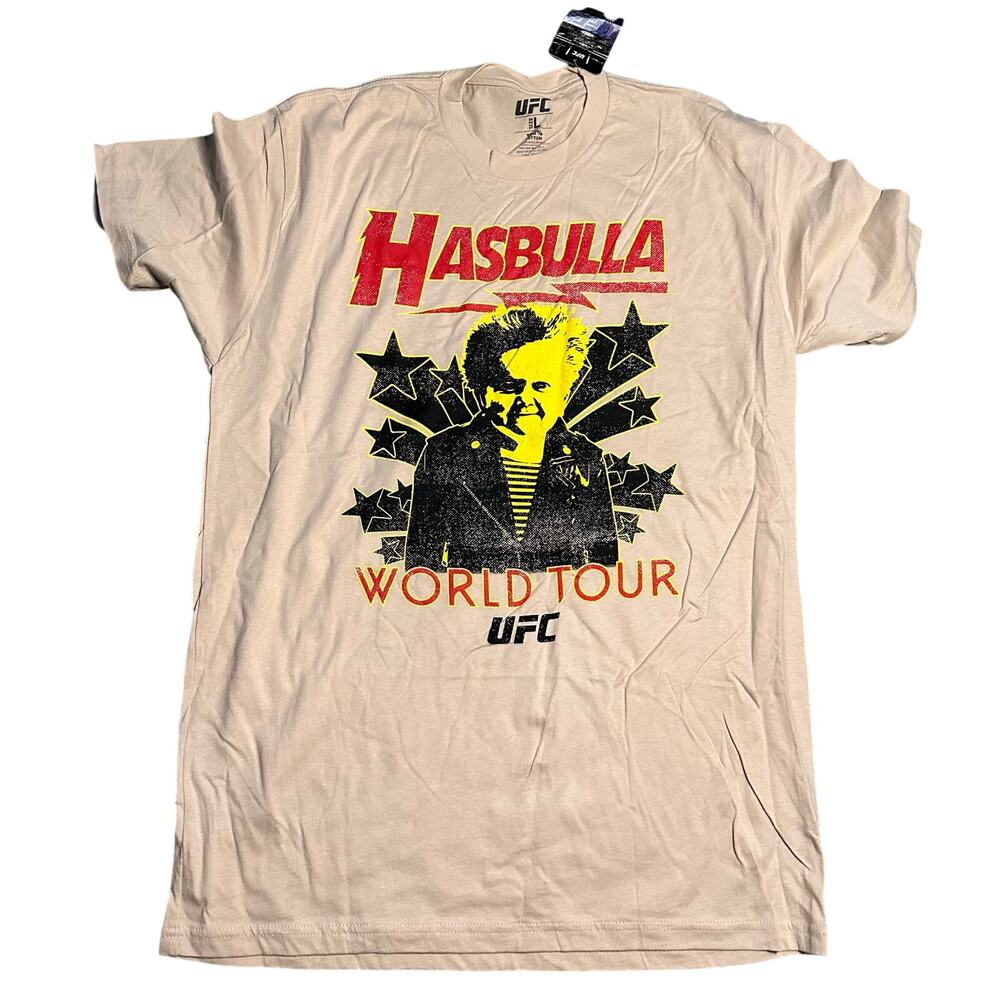 Hasbullah World Tour Shirt Adult Large Beige Mens UFC MMA Tee